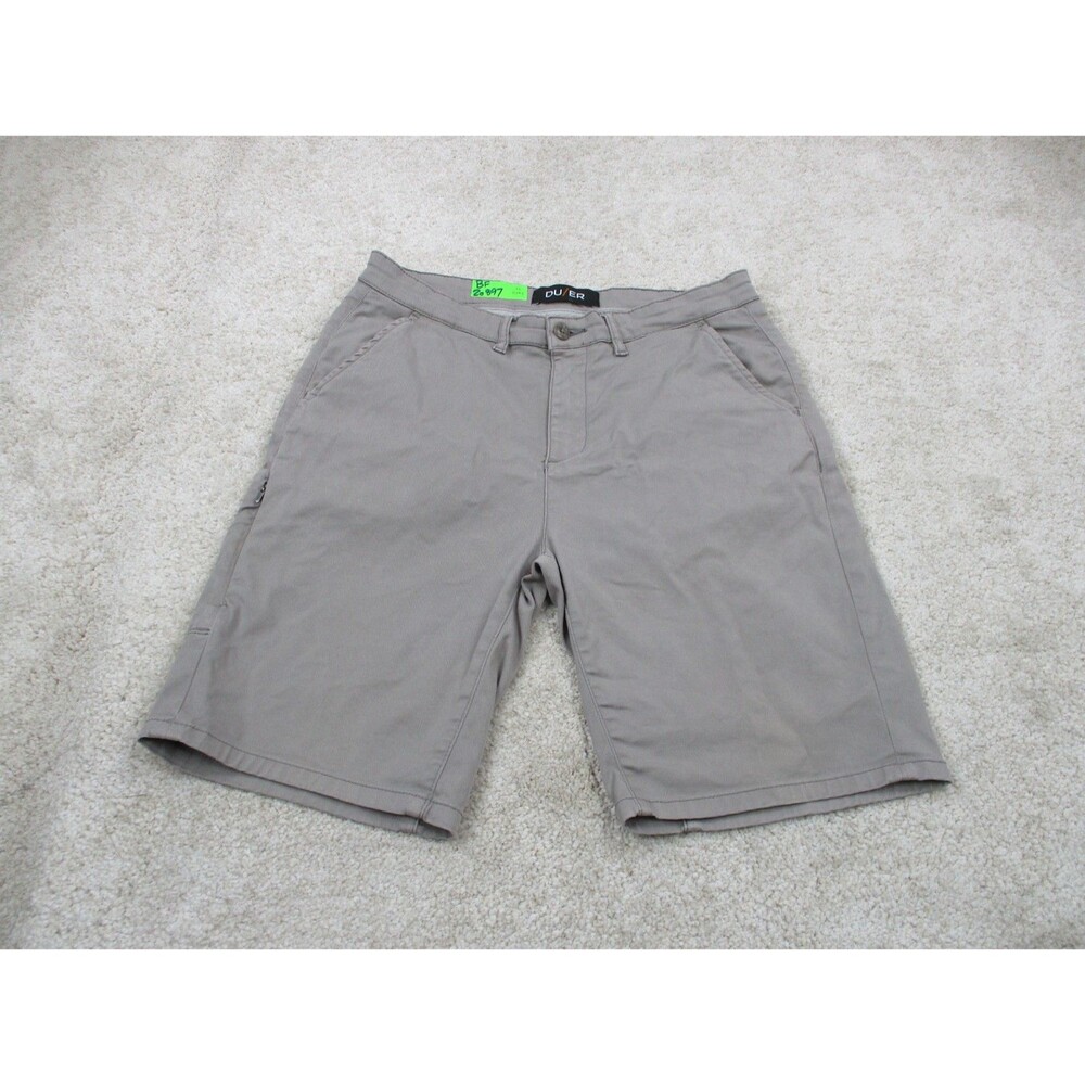 DU/ER Shorts Mens 31 Gray Live Lite Stretch Chino Casual 9" Inseam Duer